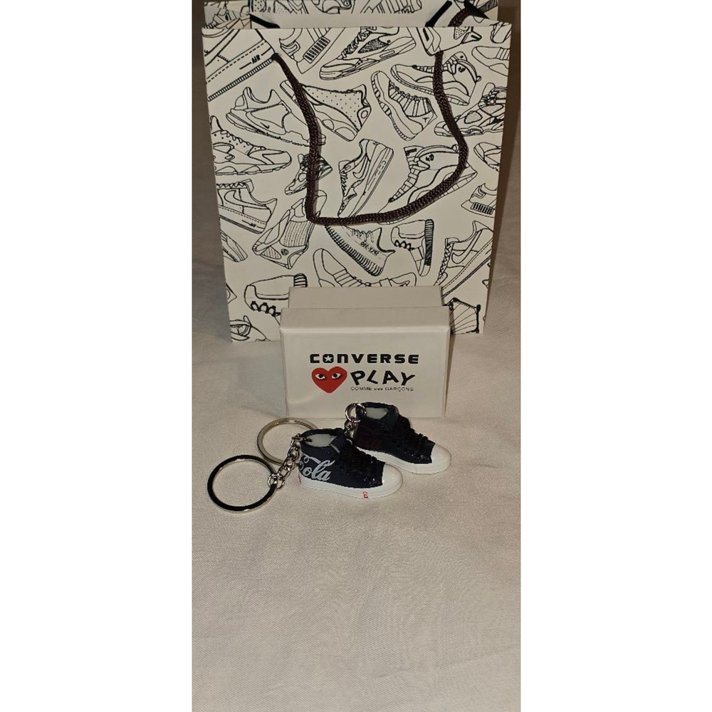 Unisex Black & White Sneaker Keychain Set with Box and Bag One Size